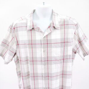 DAMAGED Columbia Gray‎ Red Plaid Short Sleeve Button Front Dress Shirt XL
